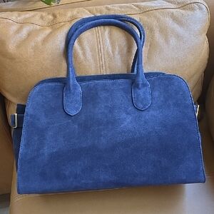 Chic Blue Suede Satchel